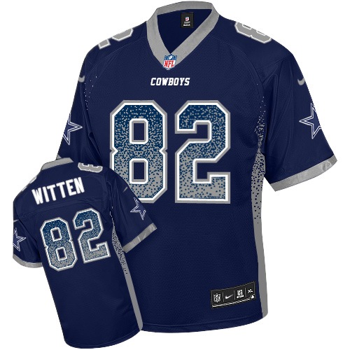 Men's Nike Dallas Cowboys #82 Jason Witten Elite Navy Blue Drift Fashion NFL Jersey