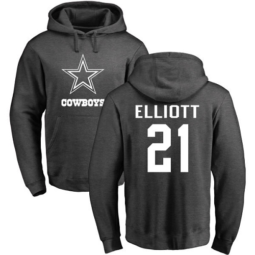 NFL Nike Dallas Cowboys #21 Ezekiel Elliott Ash One Color Pullover Hoodie