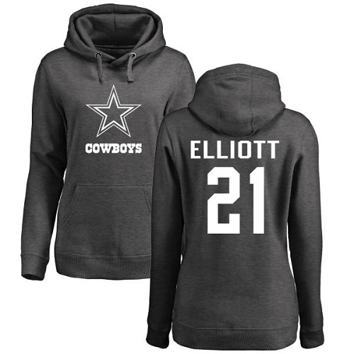 NFL Women's Nike Dallas Cowboys #21 Ezekiel Elliott Ash One Color Pullover Hoodie