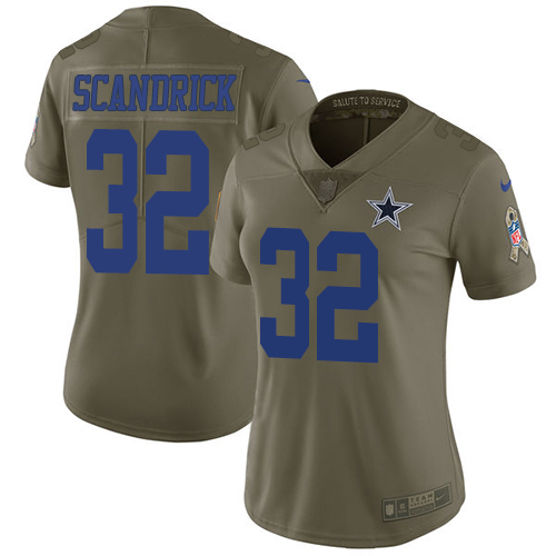 Women's Nike Dallas Cowboys #32 Orlando Scandrick Limited Olive 2017 Salute to Service NFL Jersey