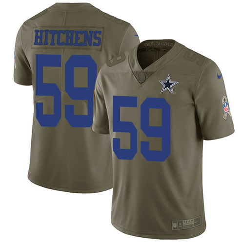 Youth Nike Dallas Cowboys #59 Anthony Hitchens Limited Olive 2017 Salute to Service NFL Jersey