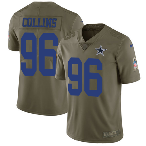 Men's Nike Dallas Cowboys #96 Maliek Collins Limited Olive 2017 Salute to Service NFL Jersey