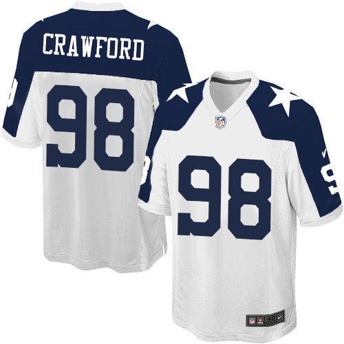 Men's Nike Dallas Cowboys #98 Tyrone Crawford Game White Throwback Alternate NFL Jersey