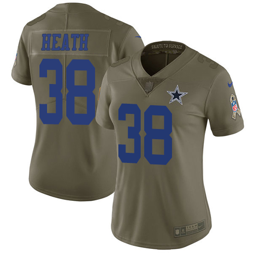 Women's Nike Dallas Cowboys #38 Jeff Heath Limited Olive 2017 Salute to Service NFL Jersey