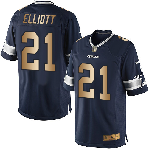 Men's Nike Dallas Cowboys #21 Ezekiel Elliott Limited Navy/Gold Team Color NFL Jersey
