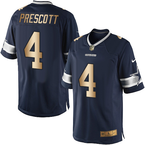 Men's Nike Dallas Cowboys #4 Dak Prescott Limited Navy/Gold Team Color NFL Jersey