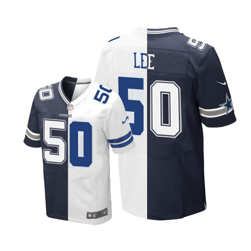 Men's Nike Dallas Cowboys #50 Sean Lee Elite Navy Blue/White Split Fashion NFL Jersey