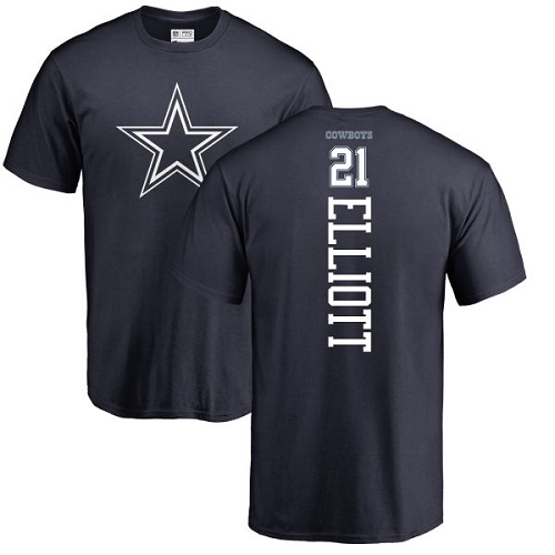 NFL Nike Dallas Cowboys #21 Ezekiel Elliott Navy Blue Backer T-Shirt