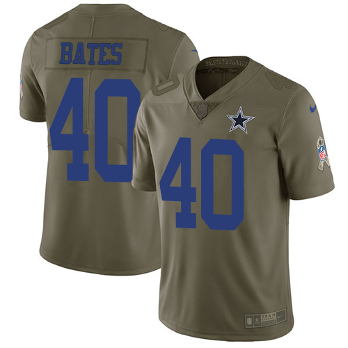 Youth Nike Dallas Cowboys #40 Bill Bates Limited Olive 2017 Salute to Service NFL Jersey