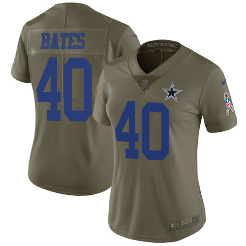 Women's Nike Dallas Cowboys #40 Bill Bates Limited Olive 2017 Salute to Service NFL Jersey