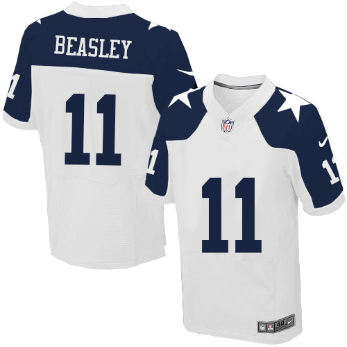 Men's Nike Dallas Cowboys #11 Cole Beasley Elite White Throwback Alternate NFL Jersey