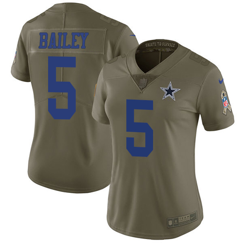 Women's Nike Dallas Cowboys #5 Dan Bailey Limited Olive 2017 Salute to Service NFL Jersey