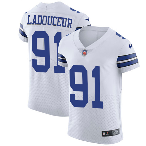 Men's Nike Dallas Cowboys #91 L. P. Ladouceur White Vapor Untouchable Elite Player NFL Jersey