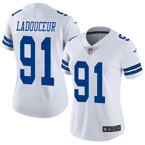 Women's Nike Dallas Cowboys #91 L. P. Ladouceur White Vapor Untouchable Elite Player NFL Jersey