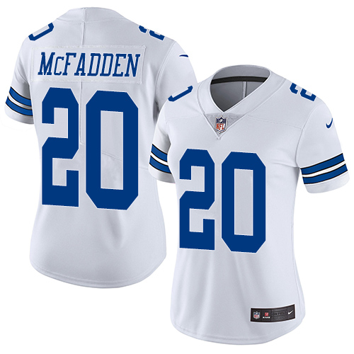 Women's Nike Dallas Cowboys #20 Darren McFadden White Vapor Untouchable Limited Player NFL Jersey