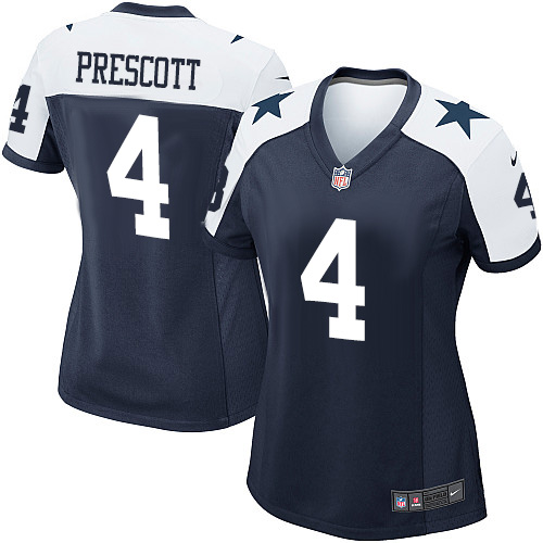 Women's Nike Dallas Cowboys #4 Dak Prescott Game Navy Blue Throwback Alternate NFL Jersey