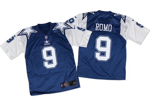Men's Nike Dallas Cowboys #9 Tony Romo Elite Navy/White Throwback NFL Jersey