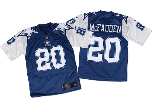 Men's Nike Dallas Cowboys #20 Darren McFadden Elite Navy/White Throwback NFL Jersey