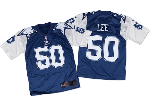 Men's Nike Dallas Cowboys #50 Sean Lee Elite Navy/White Throwback NFL Jersey