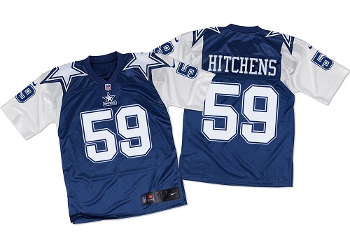 Men's Nike Dallas Cowboys #59 Anthony Hitchens Elite Navy/White Throwback NFL Jersey