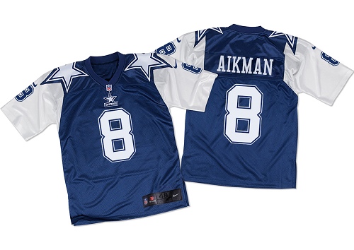 Men's Nike Dallas Cowboys #8 Troy Aikman Elite Navy/White Throwback NFL Jersey