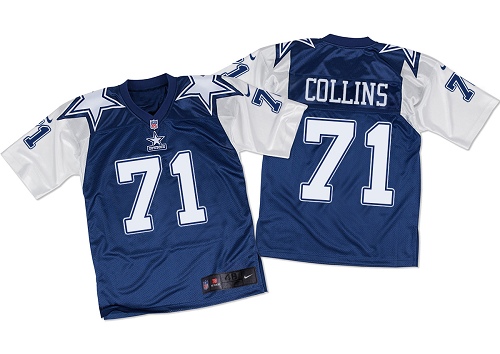 Men's Nike Dallas Cowboys #71 La'el Collins Elite Navy/White Throwback NFL Jersey
