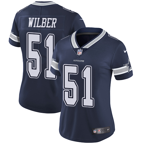 Women's Nike Dallas Cowboys #51 Kyle Wilber Navy Blue Team Color Vapor Untouchable Elite Player NFL Jersey