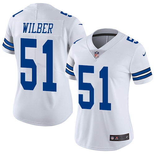 Women's Nike Dallas Cowboys #51 Kyle Wilber White Vapor Untouchable Elite Player NFL Jersey