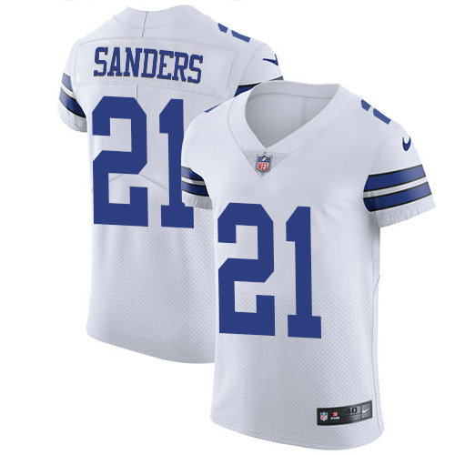 Men's Nike Dallas Cowboys #21 Deion Sanders White Vapor Untouchable Elite Player NFL Jersey