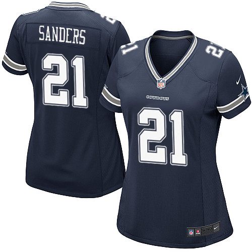 Women's Nike Dallas Cowboys #21 Deion Sanders Game Navy Blue Team Color NFL Jersey