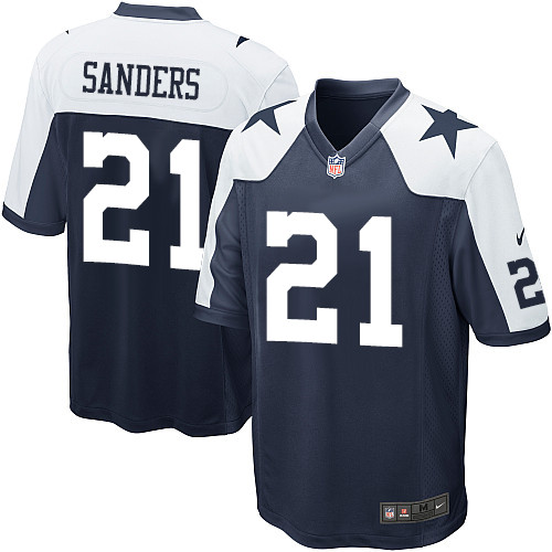 Men's Nike Dallas Cowboys #21 Deion Sanders Game Navy Blue Throwback Alternate NFL Jersey