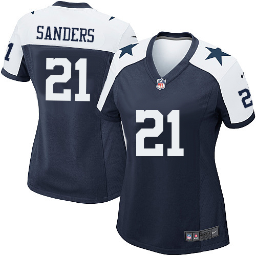 Women's Nike Dallas Cowboys #21 Deion Sanders Game Navy Blue Throwback Alternate NFL Jersey