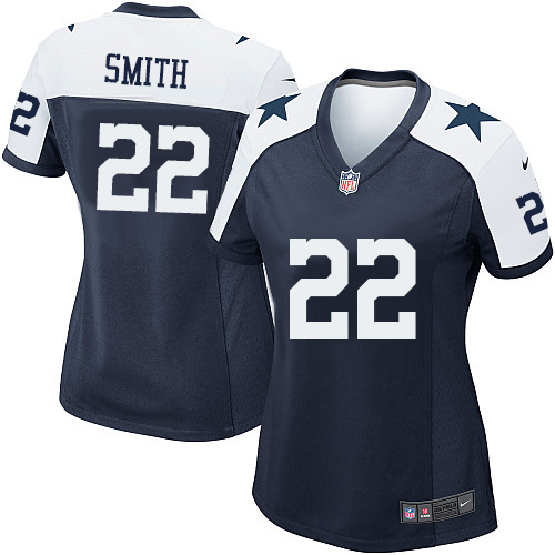Women's Nike Dallas Cowboys #22 Emmitt Smith Game Navy Blue Throwback Alternate NFL Jersey