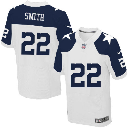 Men's Nike Dallas Cowboys #22 Emmitt Smith Elite White Throwback Alternate NFL Jersey