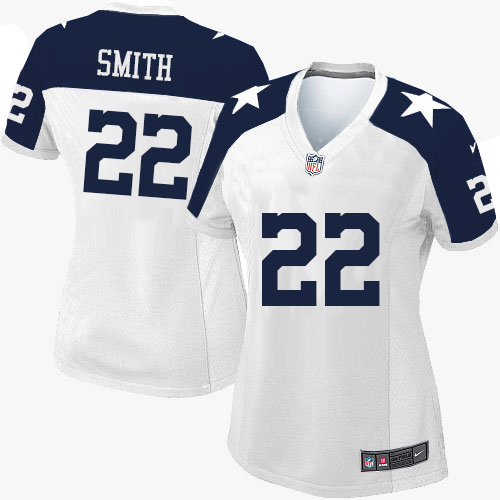 Women's Nike Dallas Cowboys #22 Emmitt Smith Limited White Throwback Alternate NFL Jersey