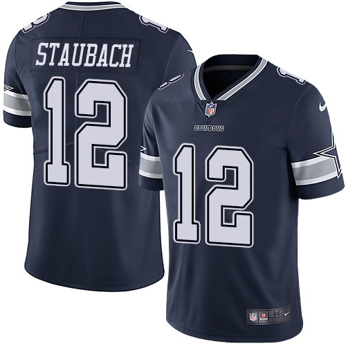 Men's Nike Dallas Cowboys #12 Roger Staubach Navy Blue Team Color Vapor Untouchable Limited Player NFL Jersey