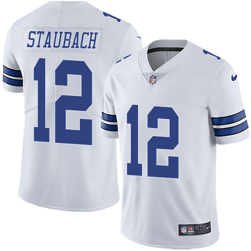 Men's Nike Dallas Cowboys #12 Roger Staubach White Vapor Untouchable Limited Player NFL Jersey