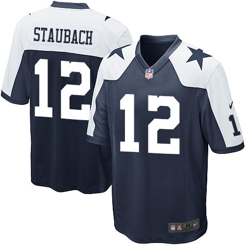 Men's Nike Dallas Cowboys #12 Roger Staubach Game Navy Blue Throwback Alternate NFL Jersey