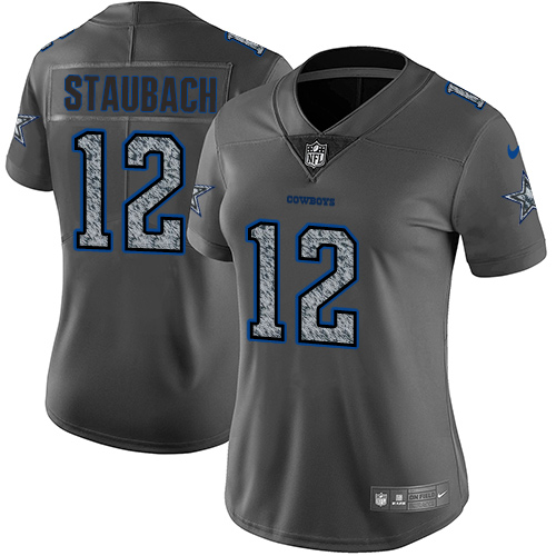 Women's Nike Dallas Cowboys #12 Roger Staubach Gray Static Vapor Untouchable Game NFL Jersey
