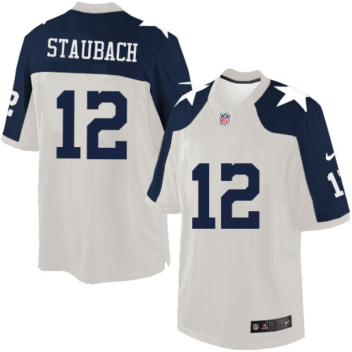 Men's Nike Dallas Cowboys #12 Roger Staubach Limited White Throwback Alternate NFL Jersey