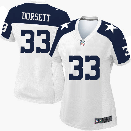 Women's Nike Dallas Cowboys #33 Tony Dorsett Elite White Throwback Alternate NFL Jersey