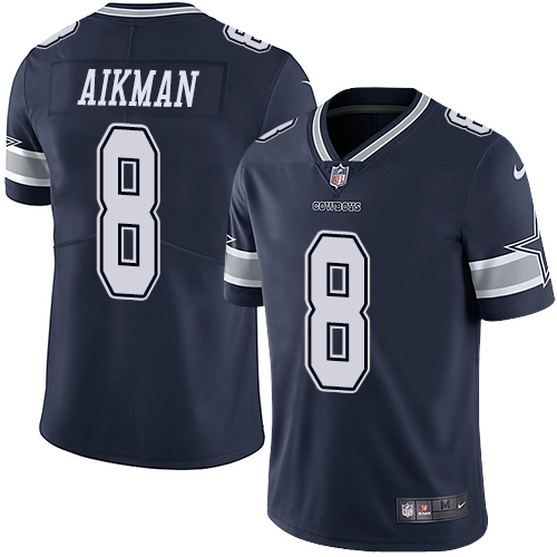 Men's Nike Dallas Cowboys #8 Troy Aikman Navy Blue Team Color Vapor Untouchable Limited Player NFL Jersey