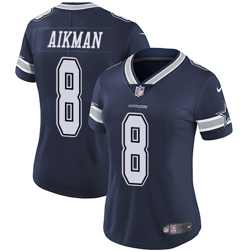 Women's Nike Dallas Cowboys #8 Troy Aikman Navy Blue Team Color Vapor Untouchable Elite Player NFL Jersey