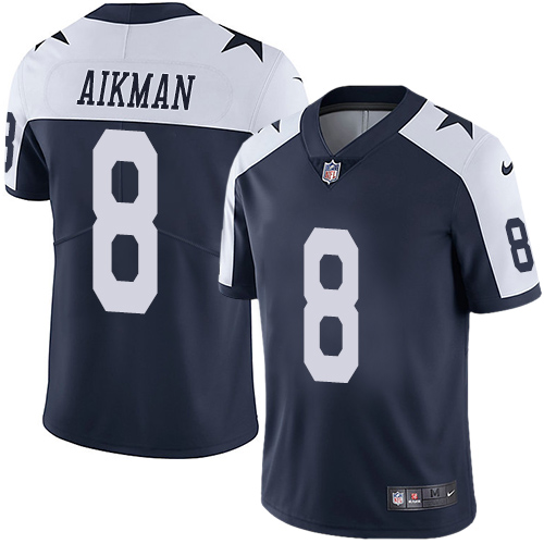 Men's Nike Dallas Cowboys #8 Troy Aikman Navy Blue Throwback Alternate Vapor Untouchable Limited Player NFL Jersey