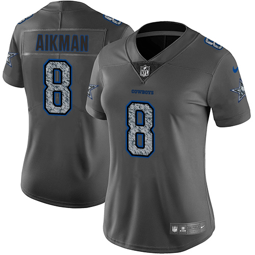 Women's Nike Dallas Cowboys #8 Troy Aikman Gray Static Vapor Untouchable Game NFL Jersey