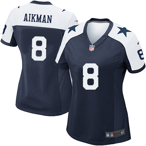 Women's Nike Dallas Cowboys #8 Troy Aikman Game Navy Blue Throwback Alternate NFL Jersey