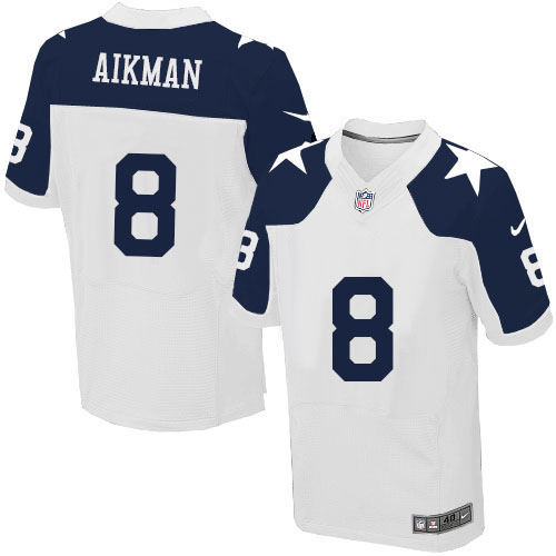 Men's Nike Dallas Cowboys #8 Troy Aikman Elite White Throwback Alternate NFL Jersey
