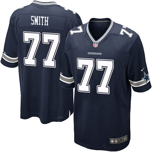 Men's Nike Dallas Cowboys #77 Tyron Smith Game Navy Blue Team Color NFL Jersey