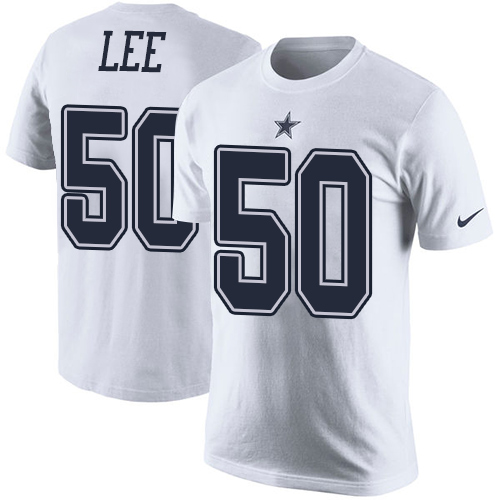 NFL Men's Nike Dallas Cowboys #50 Sean Lee White Rush Pride Name & Number T-Shirt