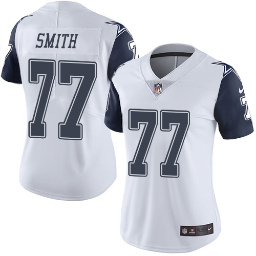 Women's Nike Dallas Cowboys #77 Tyron Smith Limited White Rush Vapor Untouchable NFL Jersey